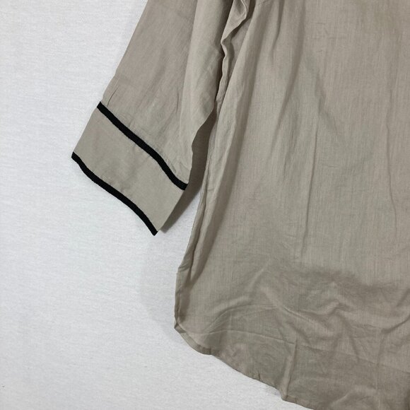 Gretchen Scott Gray Black 3/4 Sleeve Cotton Button Down XL Minimalist - Picture 4 of 12